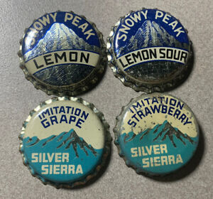Silver Sierra and Snowy Peak Cork Bottle Cap lot of (4)