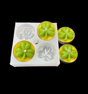 Silicone Tealight candle Mold Shamrock Leaf - Picture 1 of 8