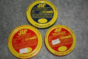 3pc Lot Vintage Jif Peanut Butter Creamy Crunchy Metal Lids - Picture 1 of 2
