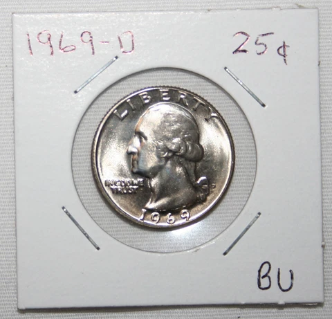 1969-D Washington Quarter Uncirculated Gem BU condition Cover