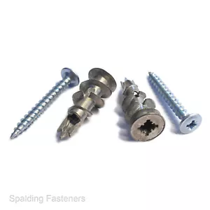 Self-Drilling Plasterboard Fixings 32mm Metal/Plastic plugs and Pan head screws - Picture 1 of 2