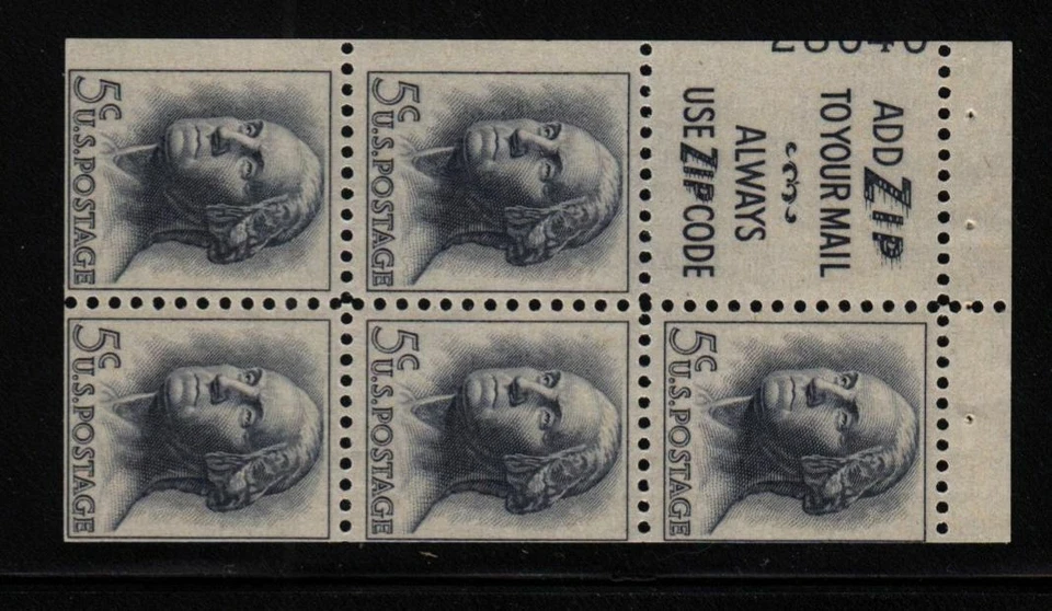 1962 Washington Sc 1213a pane Slogan 3 MNH 30% plate number 28040 CV $18 - Image 1 of 1
