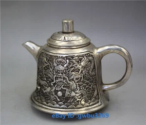 Chinese Tibet silver Hand carved Dragon play beads Teapot w Qianlong Mark 20154 - Picture 1 of 7