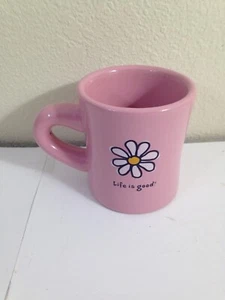 Life Is Good Good Daisy Flower Pink Coffee Tea Mug Cup Restaurant Diner style - Picture 1 of 7