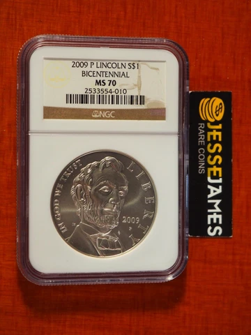 2009 P $1 SILVER ABRAHAM LINCOLN COMMEMORATIVE DOLLAR NGC MS70 BROWN LABEL Cover