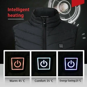 USB 3 Levels Electric Heated Vest Winter Heated Jacket Quick Heating Body Warmer - Picture 1 of 11