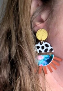 🌞 “Ray of Bling-shine” Boho Sunburst Dangle Earrings - Picture 1 of 6