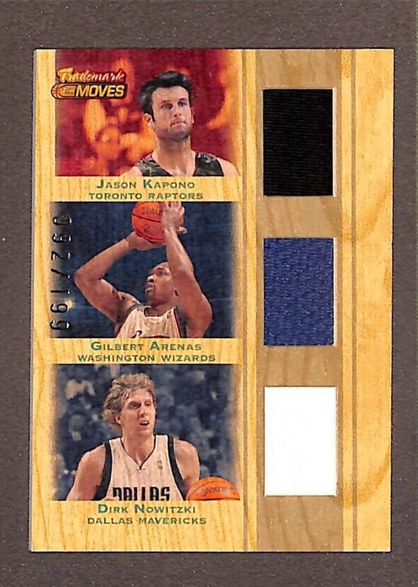 2007-08 Topps Trademark Moves Triple Relics #TTR-KAN Kapono Arenas Nowitzki/199 Foto 1 de 3