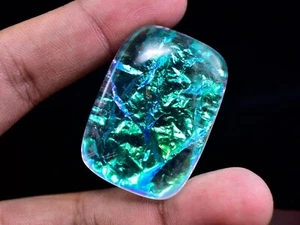 Enorme gioco d'opale simile ad ammolite naturale certificato 38,35 carati con pietra preziosa sciolta a colori - Foto 1 di 4