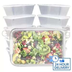 500x CONTENITORI DA ASPORTO PER ALIMENTI A MICROONDE IN PLASTICA 1000ml con coperchi - SICURO PER ALIMENTI - Foto 1 di 5