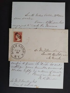 NY: South Sodus ca. 1860 #26 Cover + Letter, XF Balloon CDS & PAID, DPO Wayne Co - Picture 1 of 4