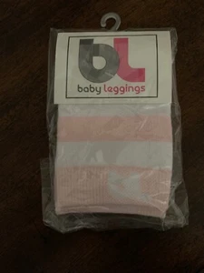 Toddler Baby Leggings Leg Warmer Footless Pale Pink White Striped - Brand New - Picture 1 of 2