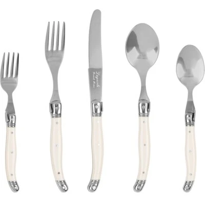 Laguiole French Home 20 件套餐具套装,象牙白,18/10 不锈钢 — 第 1/4 张图片