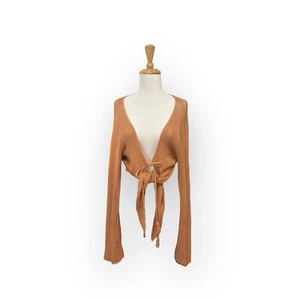 LNA Orange Crochet Tie Front Top Size S Small Boho - Picture 1 of 6