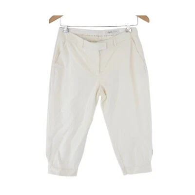Белые брюки HM By Madonna укороченные низ карманы летний размер Великобритания 10 ЕС 38 - Изображение 1 из 4