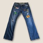 Cult Of Individuality Jeans 34x32 Men’s Patch Hagen Relaxed Straight Medium Wash