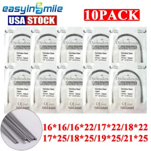 Paquete de 10 cables de arco rectangular de acero inoxidable súper elásticos ortopédicos naturales ortopédicos - Imagen 1 de 7
