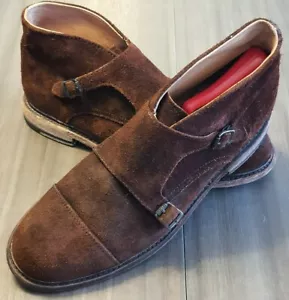 Frye Boots Mens Sz 8D Monk Strap Chukka Dark Brown Oiled Suede Ankle Jack 84190 - Foto 1 di 12