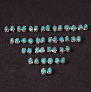 Wholesale 21PR 925 Solid Sterling Silver Blue Turquoise Stud Earring B