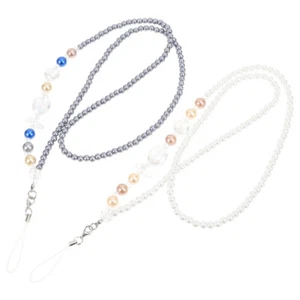 2 Pcs Perlen Telefon Lanyard Smartphone-Halsbänder Armband Armbänder - Zdjęcie 1 z 12