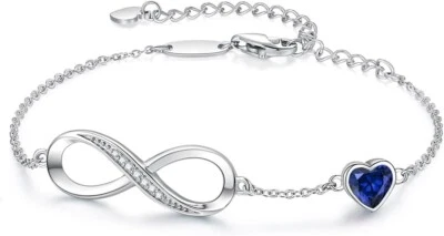 Pulsera de eslabones con dije de corazón infinito para mujer, brazalete de muñeca plateado regalo de Navidad Foto 1 de 3