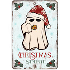 Christmas Spirit Aluminum Metal Sign - Coffee Ghost Holly Winter Holiday Decor