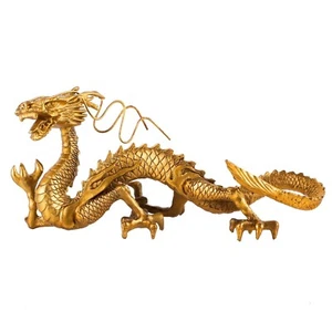 Statua Drago Feng Shui Cinese, Scultura in Ottone per Decorazione, Statua Fengshui f... - Foto 1 di 5