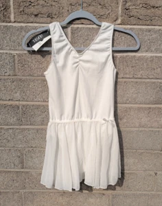 white iEFiEL dance BALLET LEOTARD w/ skirt,youth size 3XL 10/12 ballet dress,NEW - Picture 1 of 5
