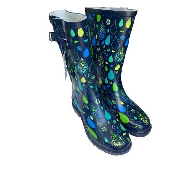 Botas de lluvia Western Chief para mujer talla 10 de goma azul marino verter cachemira nuevas con etiquetas Foto 1 de 4