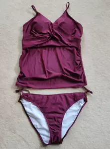 NWT Women's Size XL Summer Mae 2 Piece Tankini Swimsuit Wine Color Swim Bottoms - Picture 1 of 7