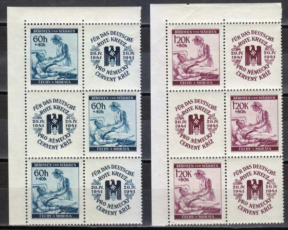 Bohemia & Moravia 1941 MNH Mi S Zd 10-S Zd 11 S Zd 14-SZd 15 ( 62 Zf-63 Zf ) ** - Image 1 of 2