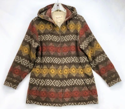 Vintage Woolrich Women’s Hooded Wool Jacket Aztec Southwest Blanket Small USA - Image 1 of 4