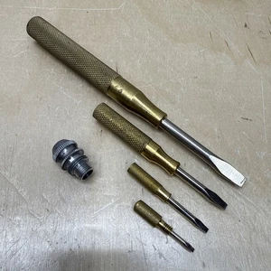 Destornillador ranurado de anidación de latón vintage GAM Mfg 4 en 1 hecho en EE. UU. - Imagen 1 de 16