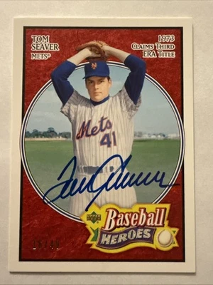 Tom Seaver 2005 UD Béisbol Héroes Rojo Variación en Tarjeta Auto Sp #16/49 Mets Foto 1 de 4
