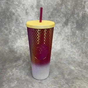Starbucks Ruby White Gold Ombre Studded Cold Cup Tumbler 24 oz -Never Used - Picture 1 of 9