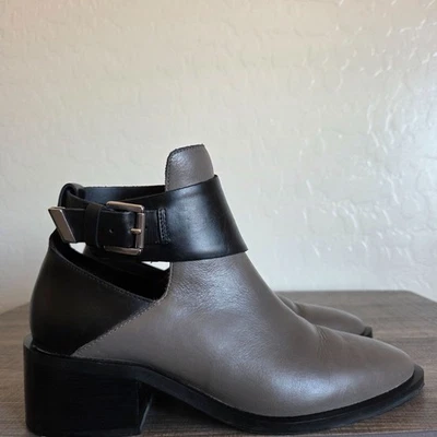 & Other Stories Cut Out Leather Ankle Boots Black/Grey Sz Women's 8 EU 38 Buckle - Image 1 of 4