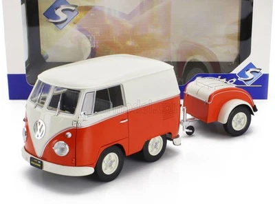 Solido 1 18 VW Volkswagen T1 van cool combi with trailer 1950 (orange white) - Image 1 of 4