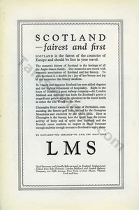 Viaje de vacaciones LMS Rail to Scotland 1925 gran anuncio impreso antiguo ¡Regalo único! (4259) - Imagen 1 de 1