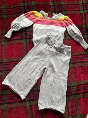  Mono de punto Janie and Jack para niños pequeños 2T gris de una pieza con mangas a rayas arco iris  Foto 1 de 4