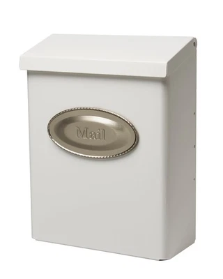 Designer Locking Medium Capacity Galvanized Steel White Wall-Mount Mailbox - Image 1 of 4