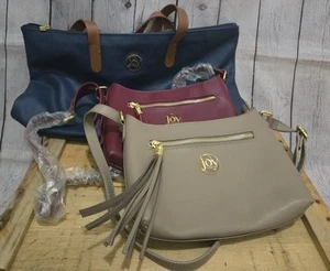 Joy Mangano Purse 100% Leather Crossbody Bag & Tote lot of 3  - Picture 1 of 11