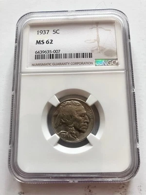 1937 5C Buffalo Nickel NGC Certified MS 62 - Image 1 of 4
