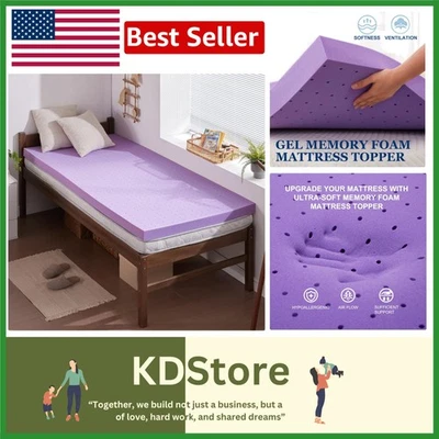 Colchón de espuma viscoelástica de gel suave de 2 pulgadas - Mejora tu experiencia de sueño doble Foto 1 de 4