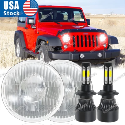 Faros LED redondos de haz alto/bajo de 7 pulgadas aprobados por el DOT para Jeep Wrangler JK TJ CJ Foto 1 de 4