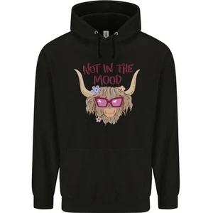 Not in the Mood Funny Highland Cow Childrens Kids Hoodie - Picture 1 of 37