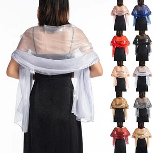 Shawl Scarf Shawl Wrap Fine Size Organza Regular Sheer Shiny Solid Color - Picture 1 of 12