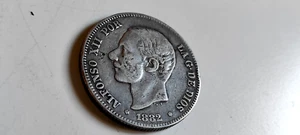 MONEDA DE PLATA DE 2 PESETAS DE 1882 18*-*82* (FLOJOS) GOBIERNO PROVISIONAL MBC - Imagen 1 de 2