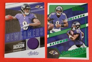 TARJETA DE JERSEY DE NOVATO LAMAR JACKSON + 2022 INSERTO DE CONTENDIENTES TD TANDEMS RAVENS UofL - Imagen 1 de 6