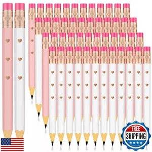 CHENGU 48 Pcs Half Bridal Shower Pencils with Eraser Mini Golf Rose Gold Hear - Picture 1 of 5