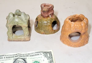 Lote de 3 azulejos de alcantarillado antiguos arte popular acuario castillo pecera de colección escultura de cerámica - Imagen 1 de 12